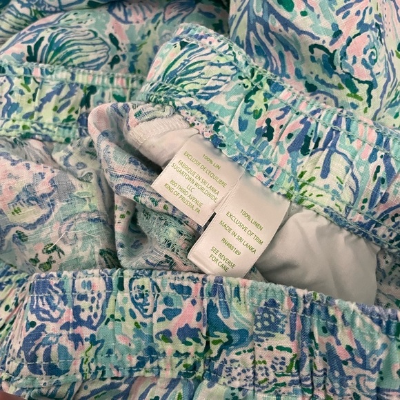 Lilly Pulitzer Taron Pull On Linen Pants Surf Blue Soleil It On Me Large L - Picture 5 of 9